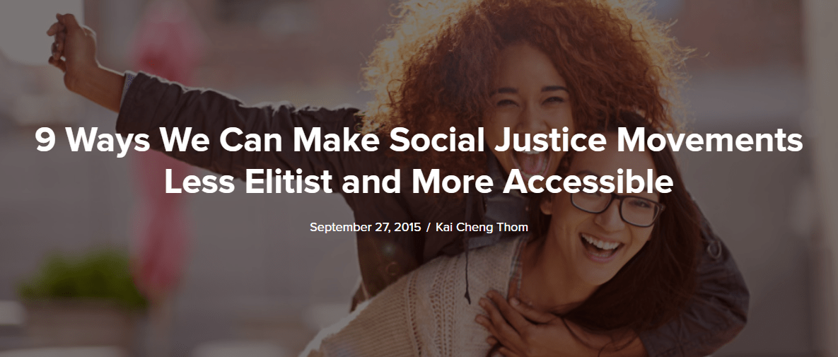 Screen capture of article photo: 9 Ways We Can Make Social Justice Movements Less Elitist and More Accessible