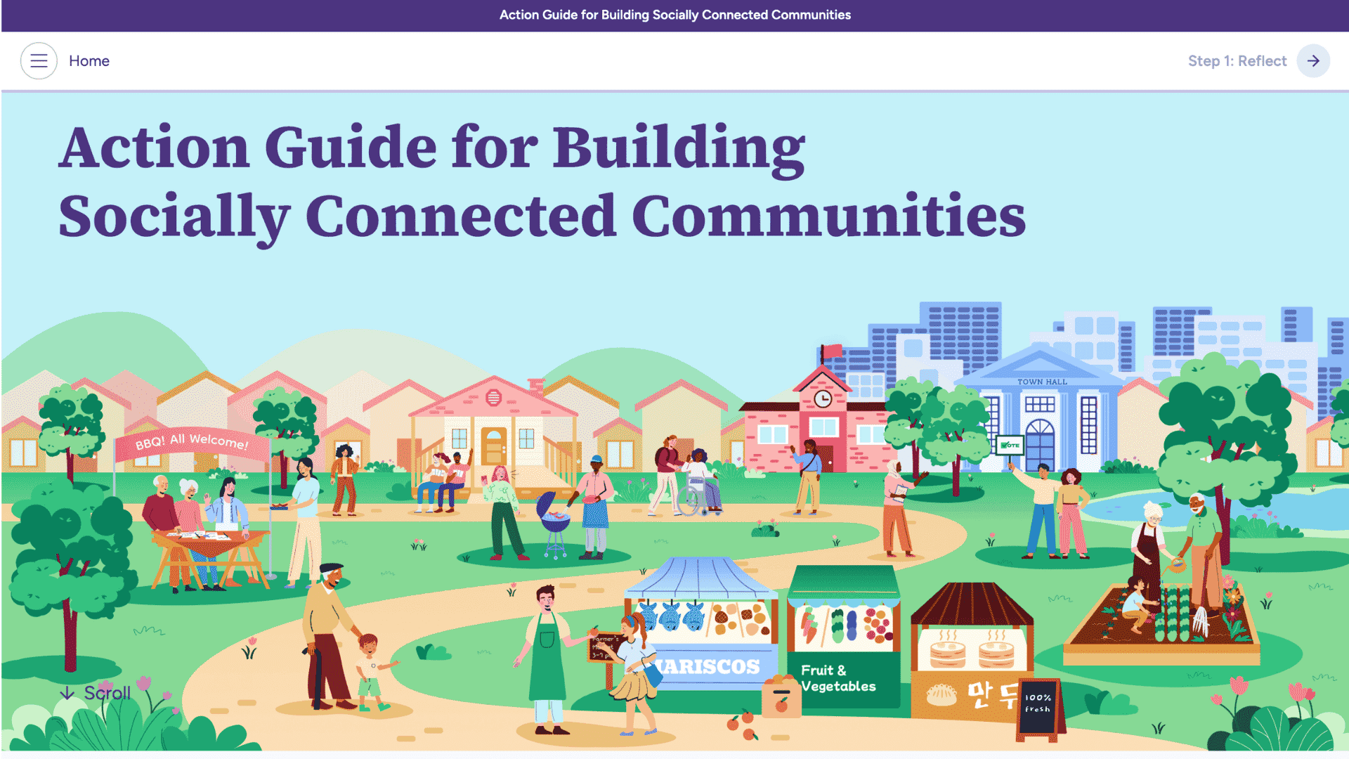 Screen capture of the Action Guide for Building Socially Connected Communities webpage