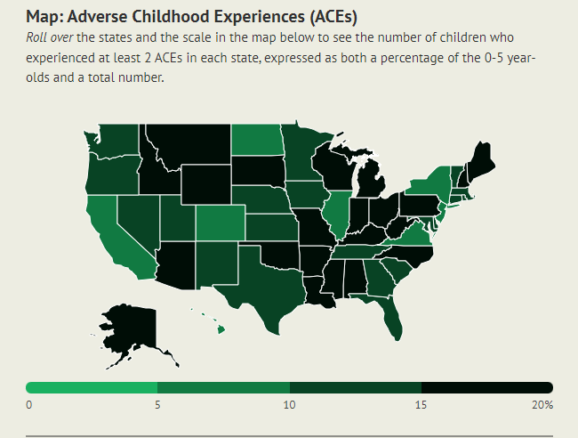 Screen capture of interactive map: An Interactive Map of Adverse Childhood Experiences (ACEs)