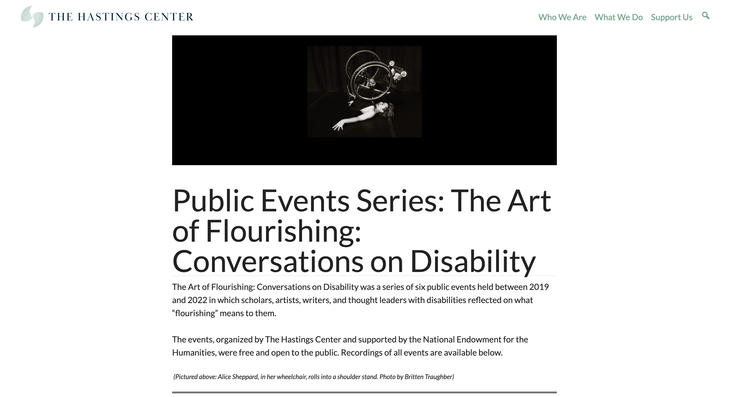 Screen capture of The Art of Flourishing: Conversations on Disability webpage