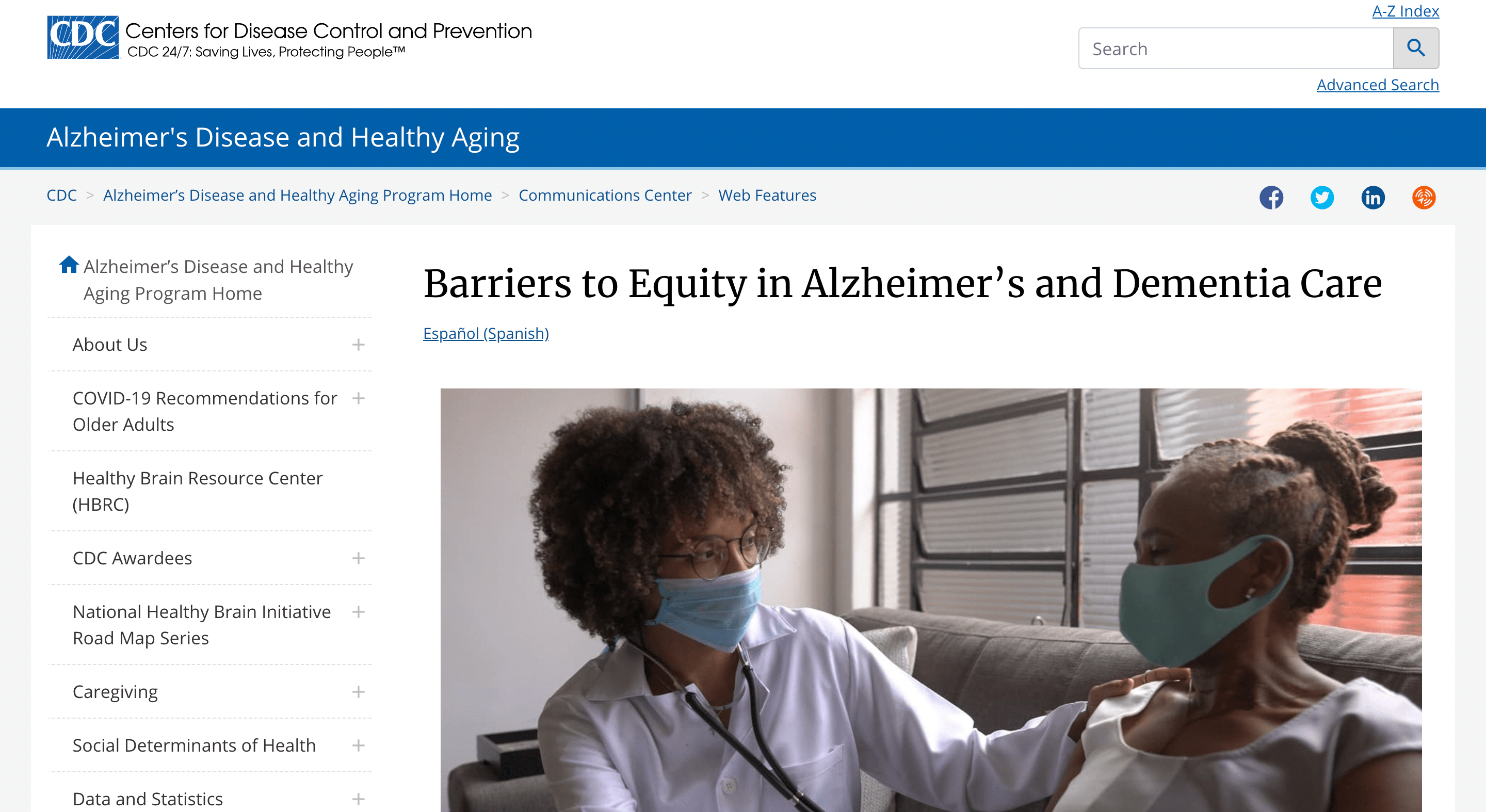 Screen capture of Barriers to Equity in Alzheimer's and Dementia Care