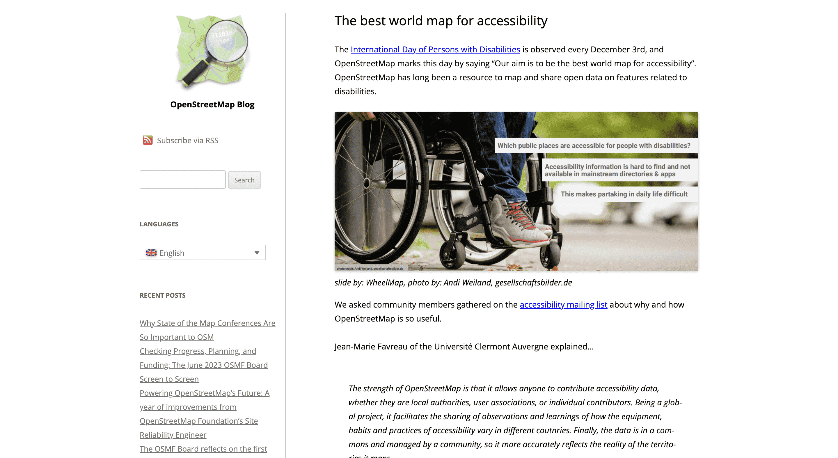 Screen capture of The Best World Map for Accessibility webpage