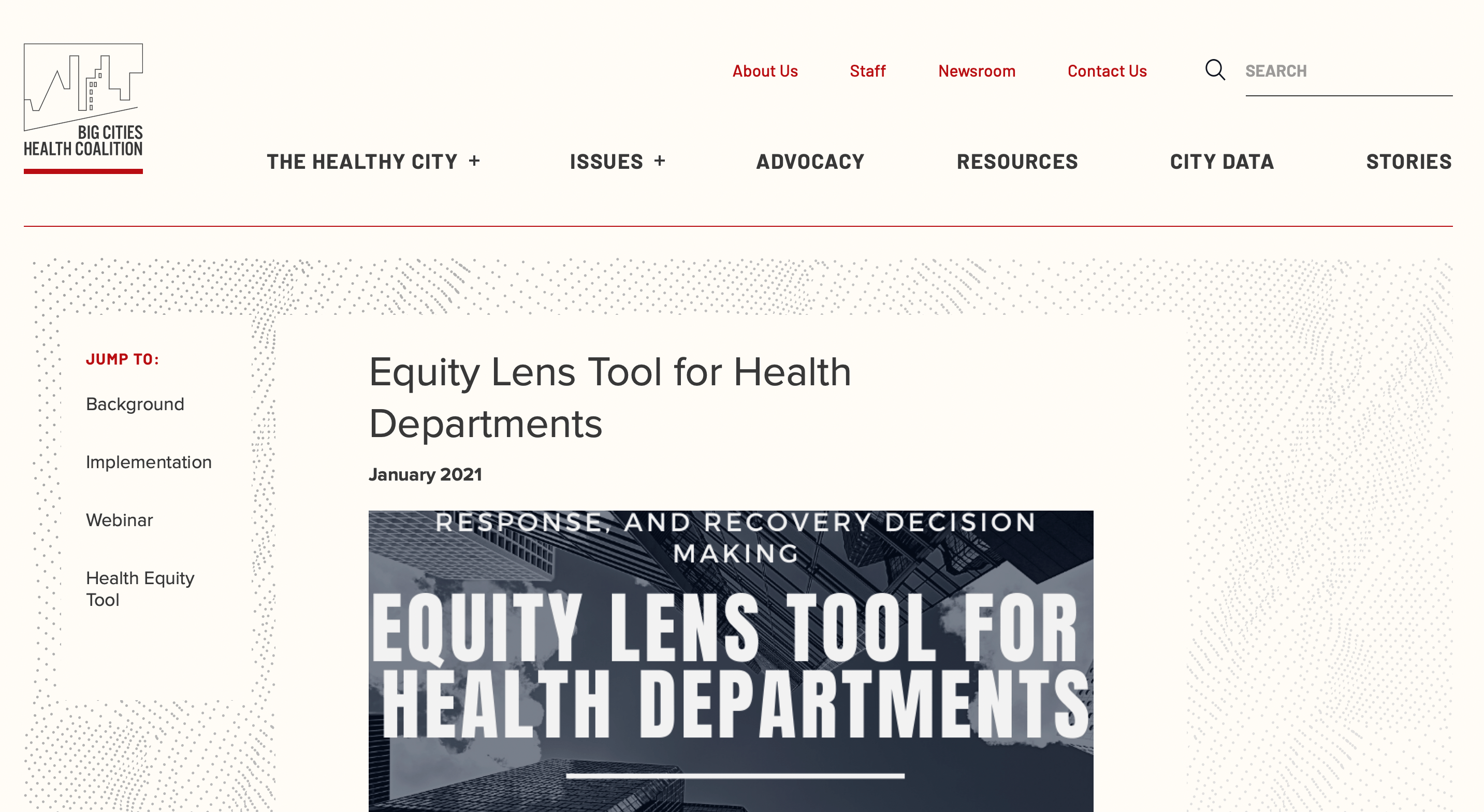 Screenshot of Equity Lens Tool for Health Departments