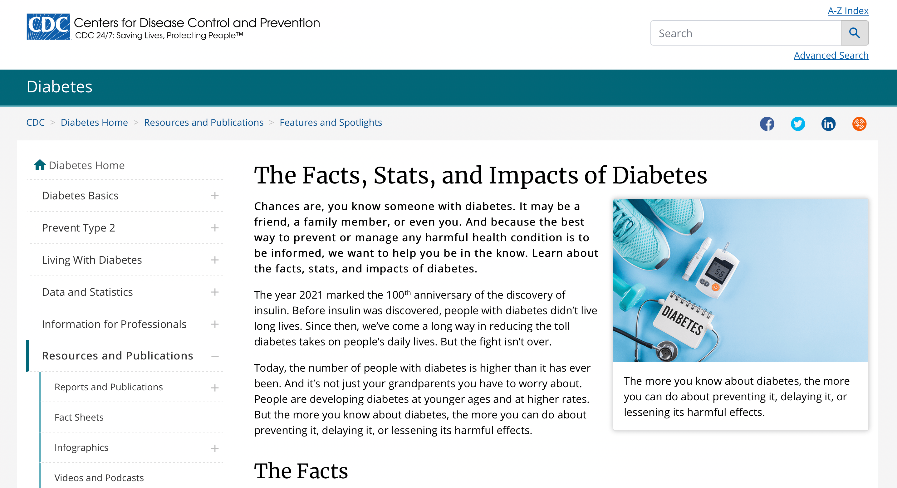 Screenshot of The Facts, Stats, and Impacts of Diabetes