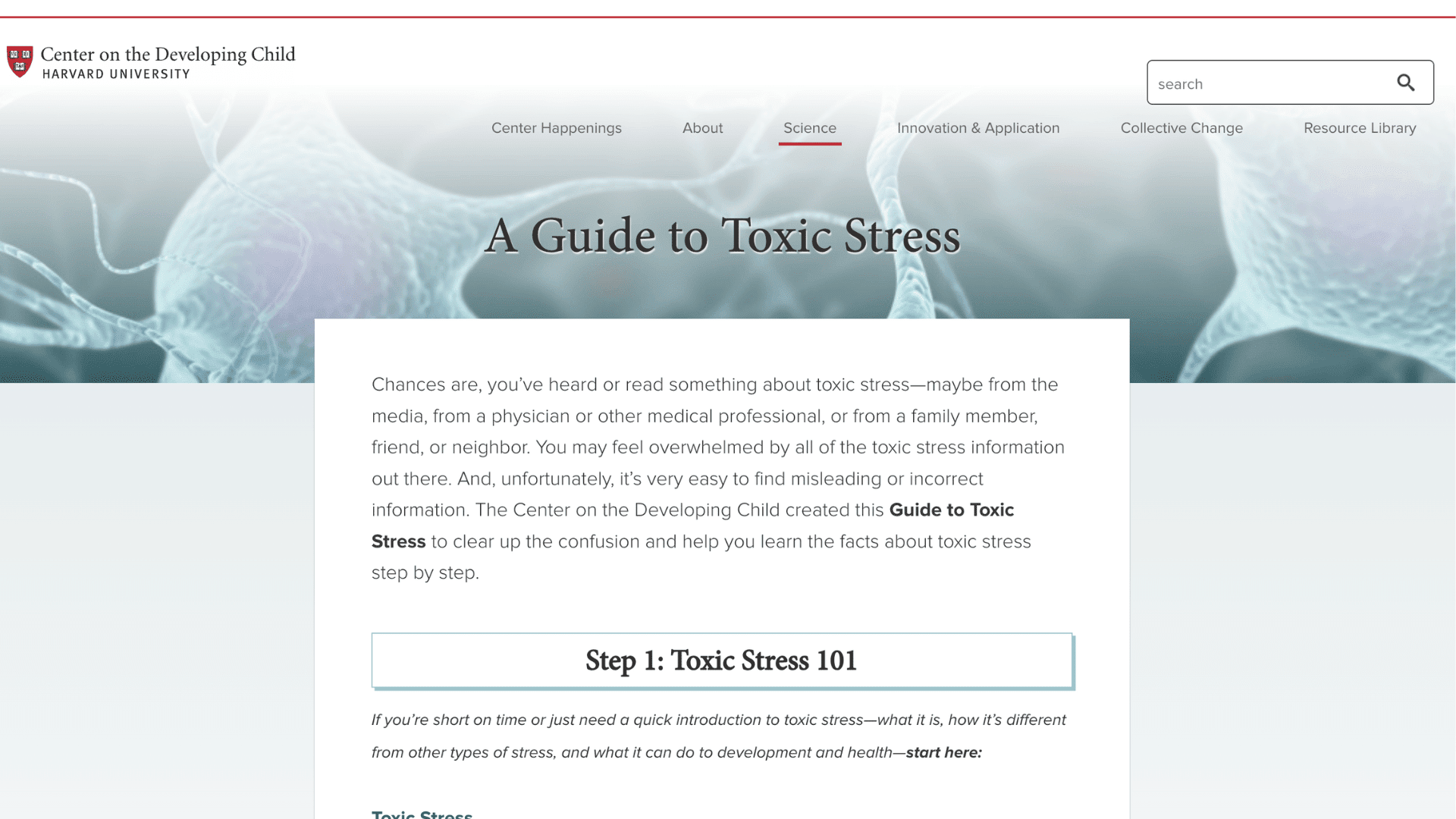 Screen capture of article photo: A Guide to Toxic Stress