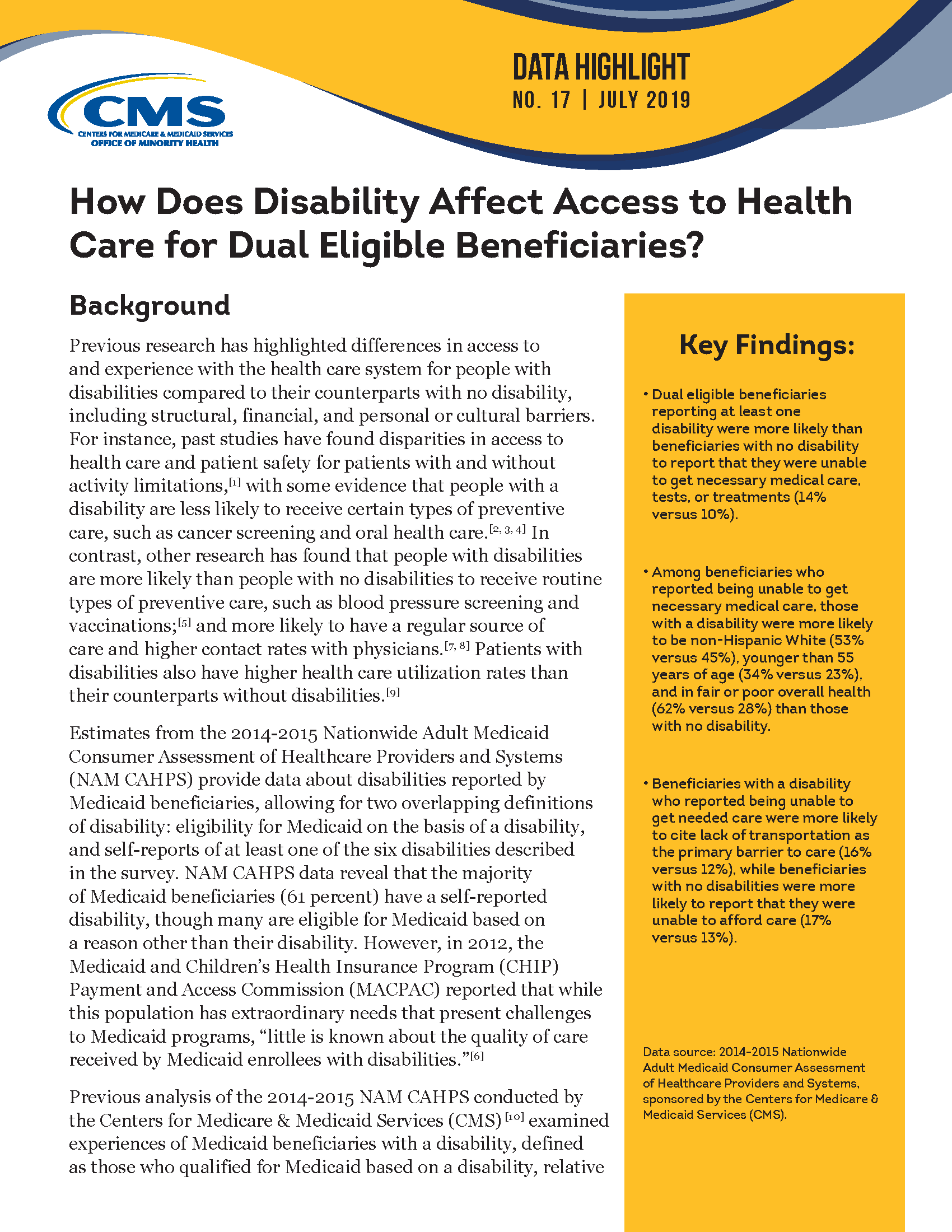 PDF Cover: How Does Disability Affect Access to Health Care for Dual Eligible Beneficiaries?