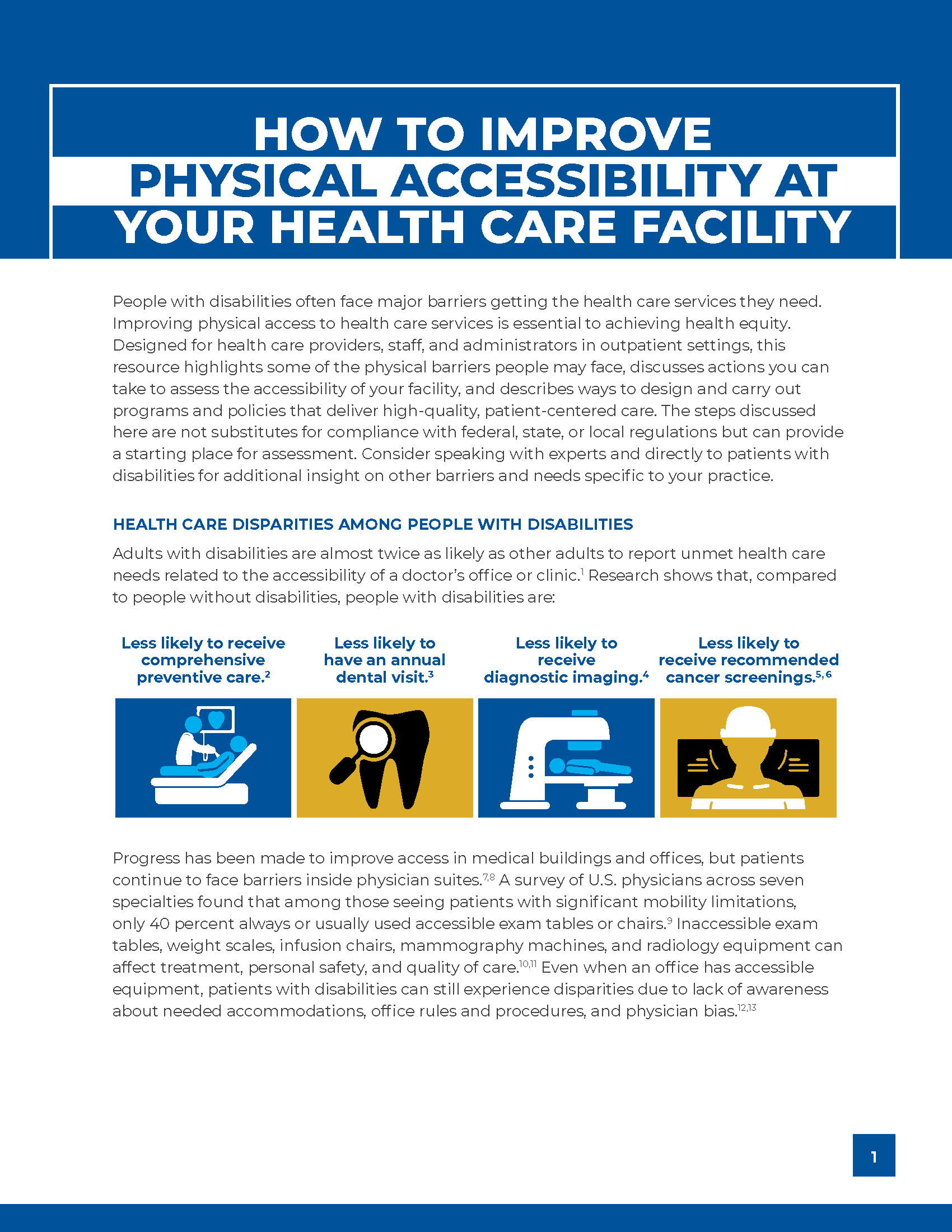 PDF Cover: How to Improve Physical Accessibility at your Health Care Facility