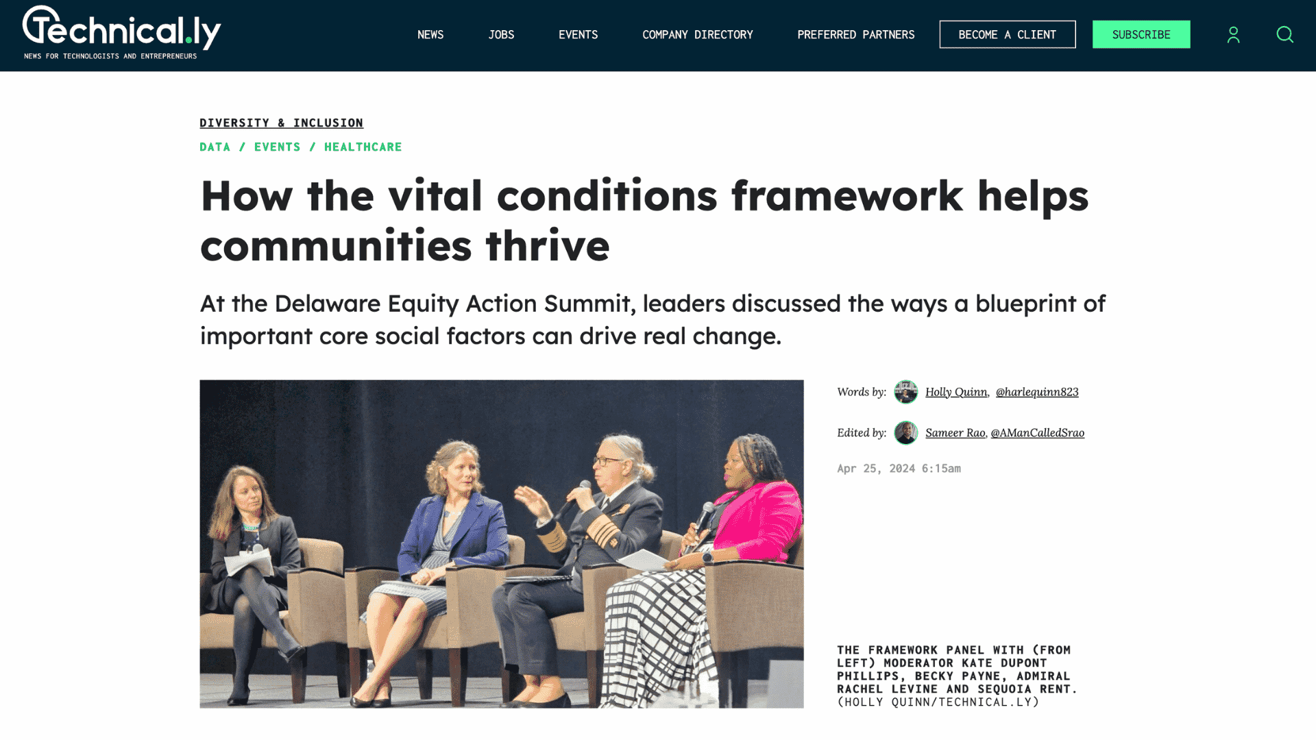 Screen capture of How the Vital Conditions Framework Helps Communities Thrive article