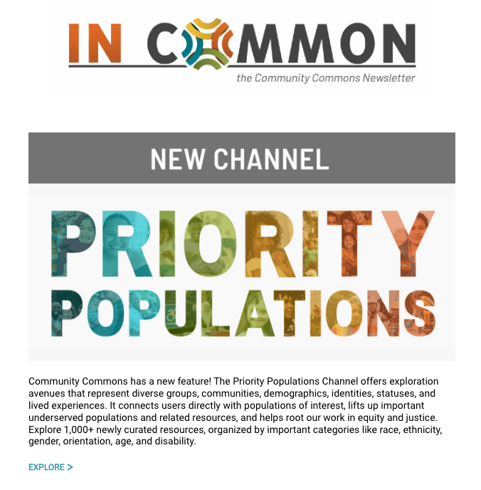 Screen capture of the In Common Newsletter with the headline 