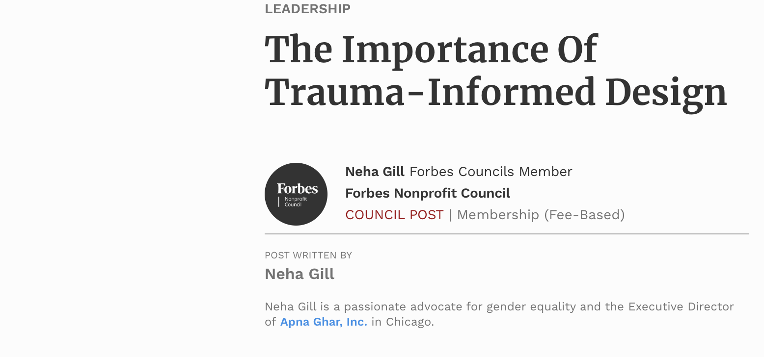 Screen capture of article photo: The Importance of Trauma-Informed Design