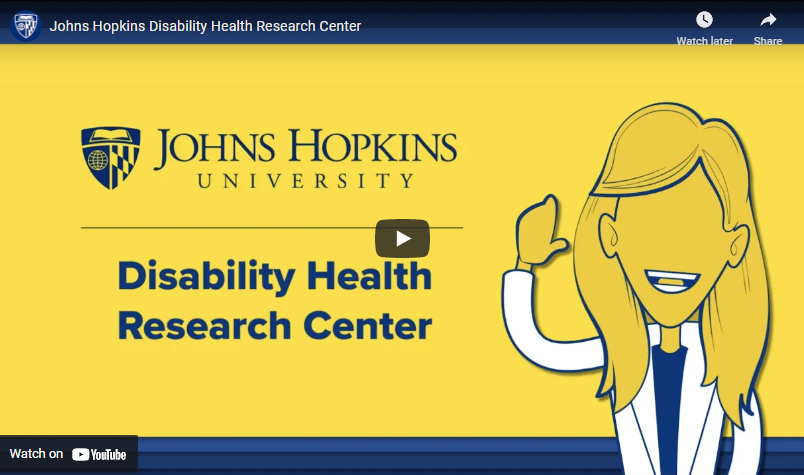 Screen capture of YouTube cover: Johns Hopkins Disability Health Research Center