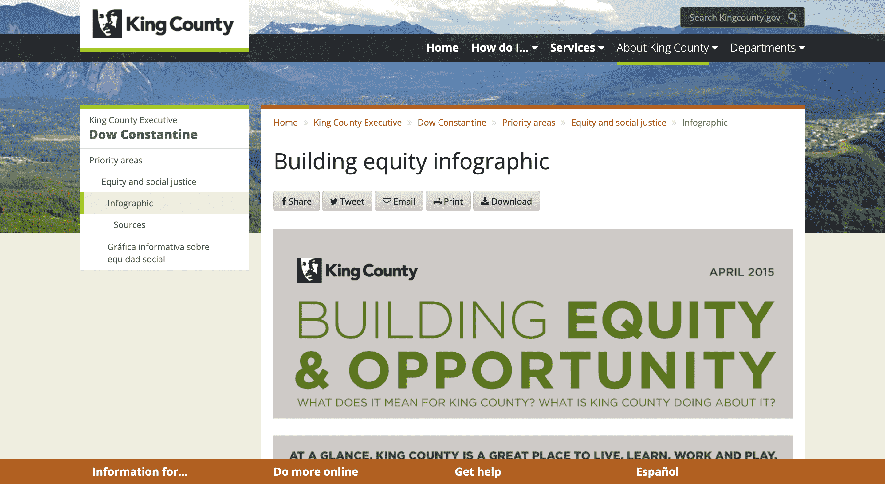 Screen capture of King County: Building Equity and Opportunity