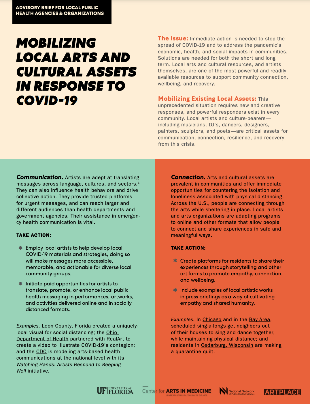 First page of Mobilizing Local Arts and Cultural Assets in Response to COVID-19