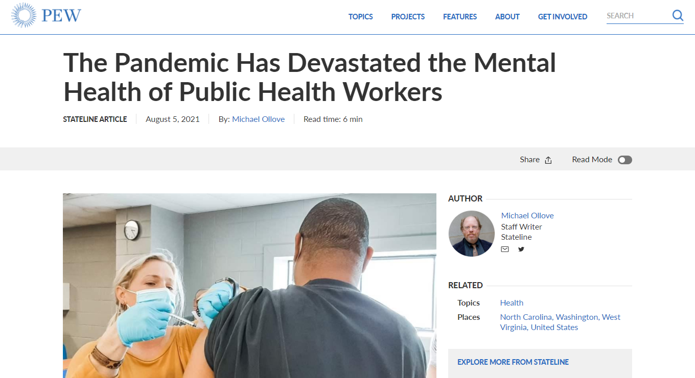 Screen grab of The Pandemic Has Devastated The Mental Health Of Public Health Workers