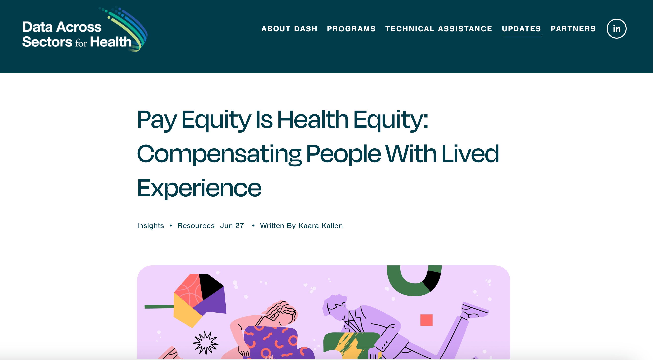 Screenshot of the front page of Pay Equity Is Health Equity: Compensating People With Lived Experience