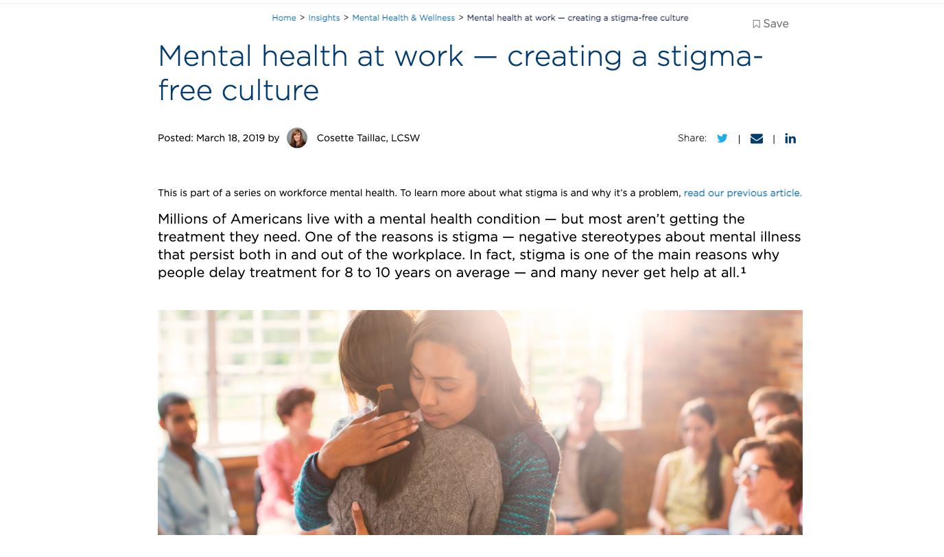 Screen grab of Mental Health at Work — Creating a Stigma-Free Culture