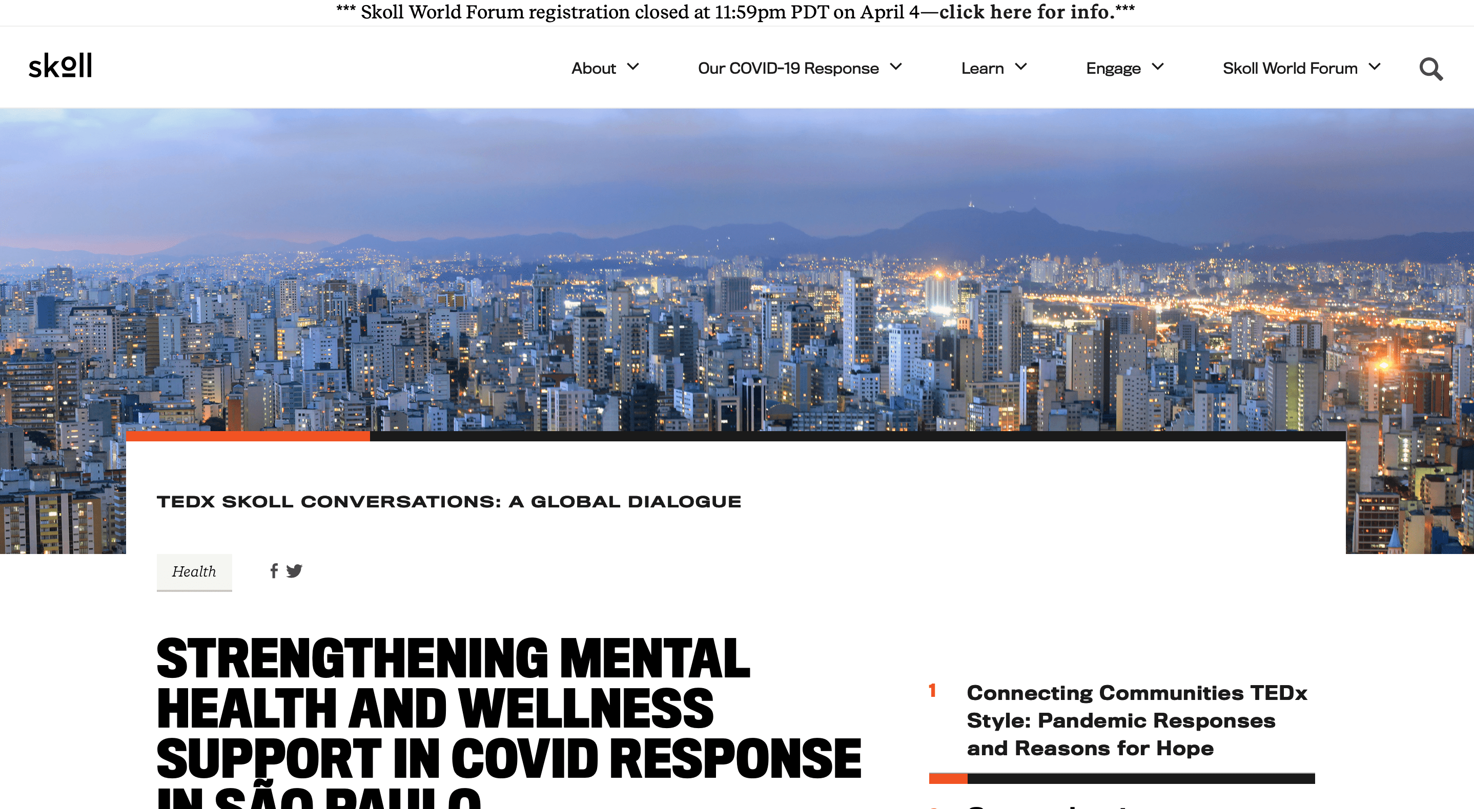 Screenshot of Strengthening Mental Health and Wellness Support in COVID Response in Sao Paulo