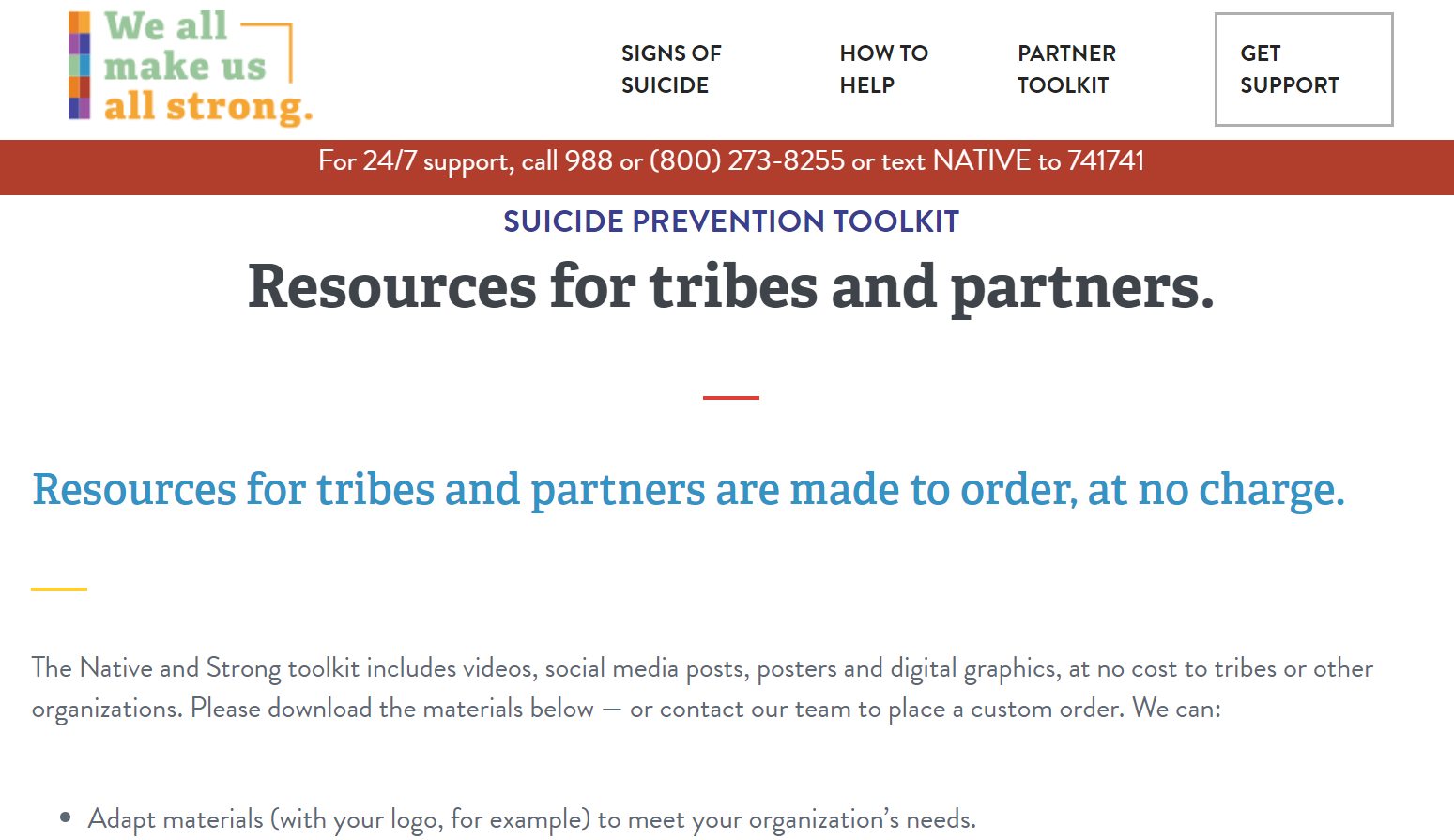 Screen grab of Suicide Prevention Toolkit