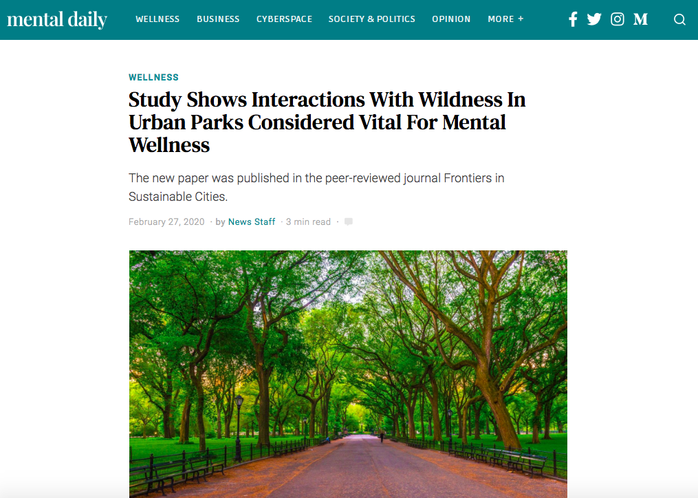 Screen grab of Study Shows Interactions With Wildness In Urban Parks Considered Vital For Mental Wellness